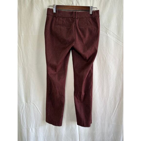 Ann Taylor Petite 00 Burgundy Jacquard Pants - Picture 4 of 5